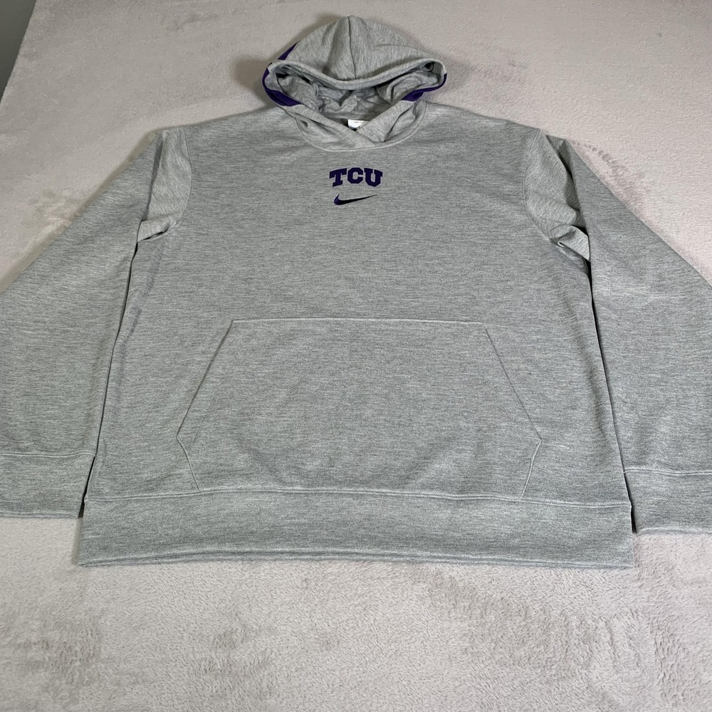 TCU Horned Frogs Sweatshirt Hoodie Mens Large Gray NCAA Football Nike‎ Fleece